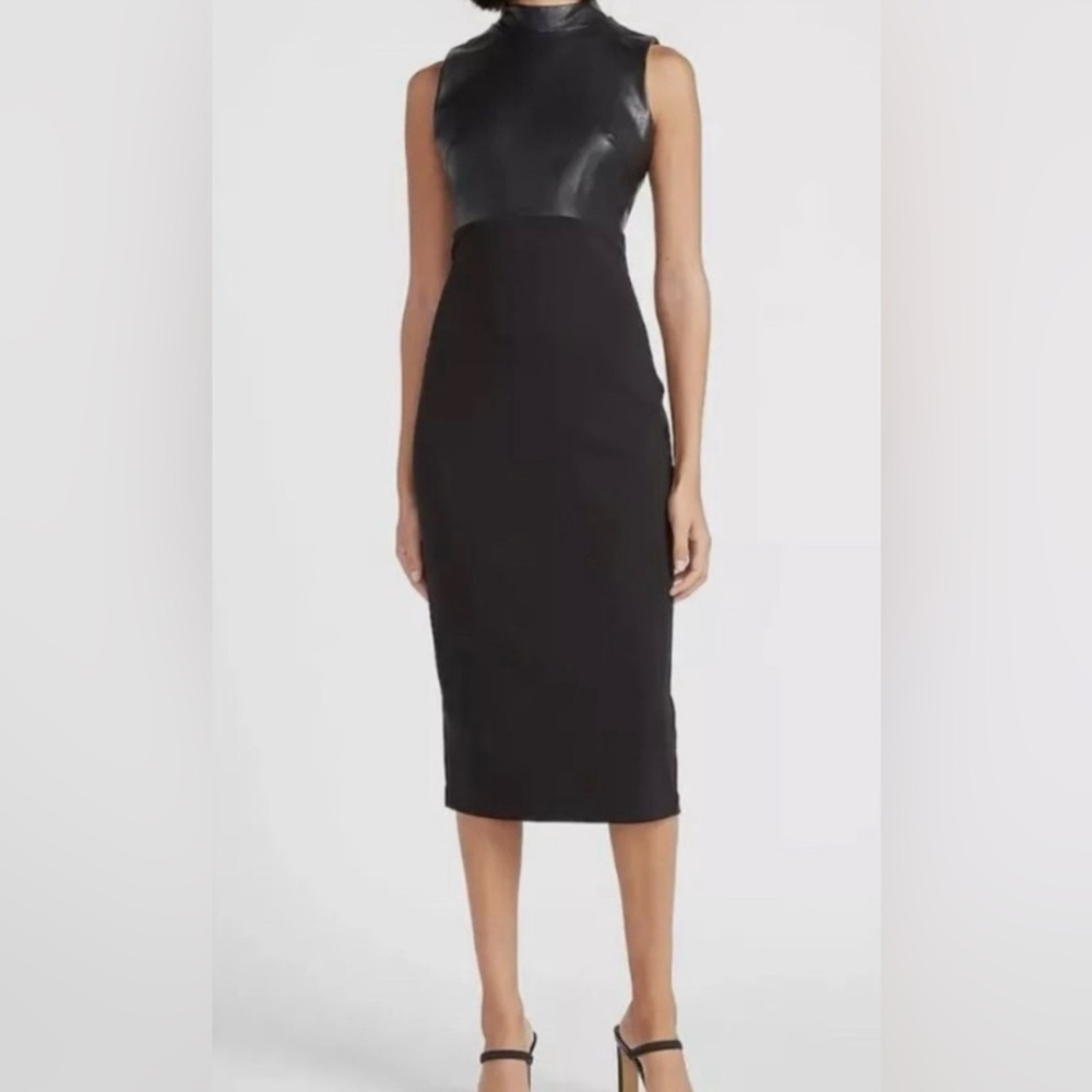 Like new Express Faux Leather Mixed Media Dress.
